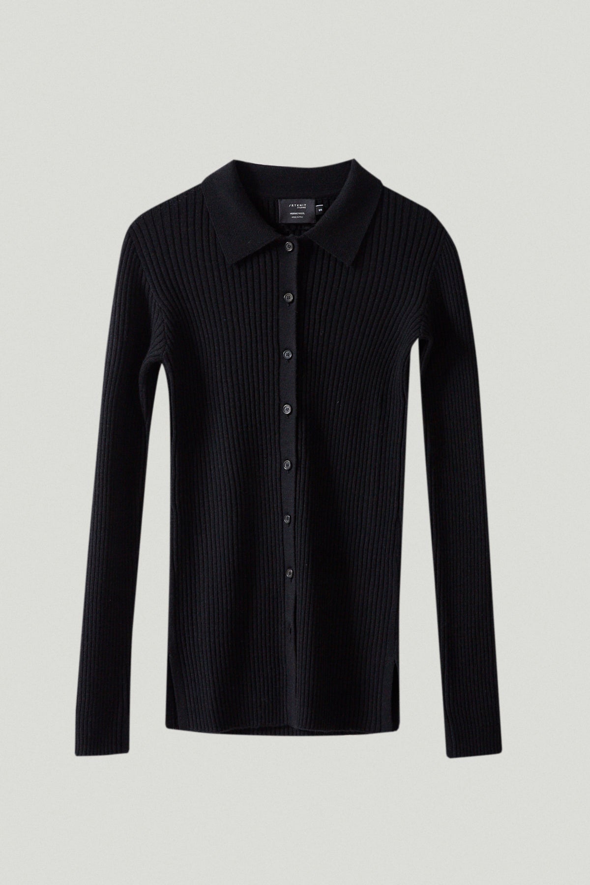 the merino wool ribbed shirt black