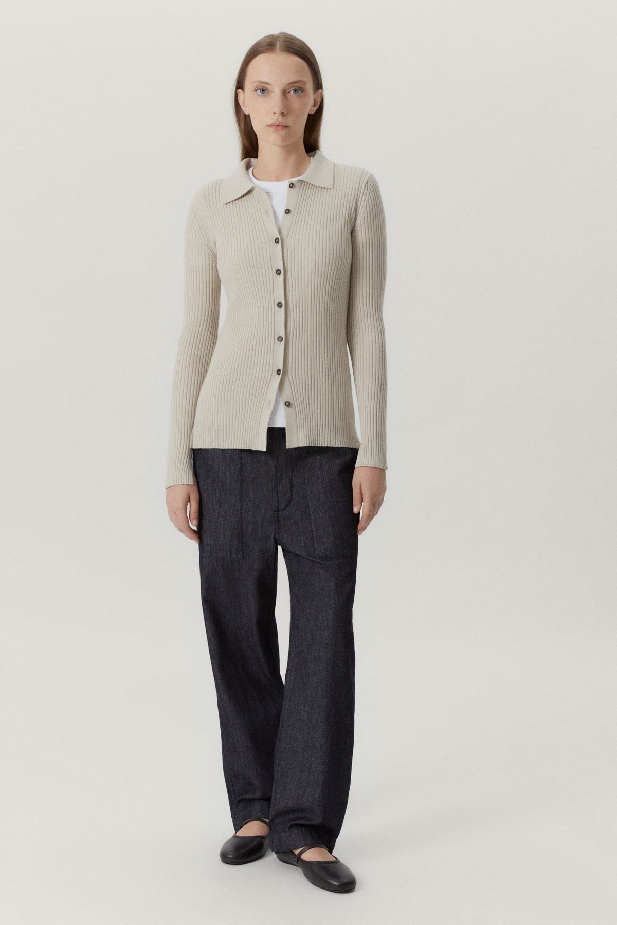 the merino wool ribbed shirt pearl