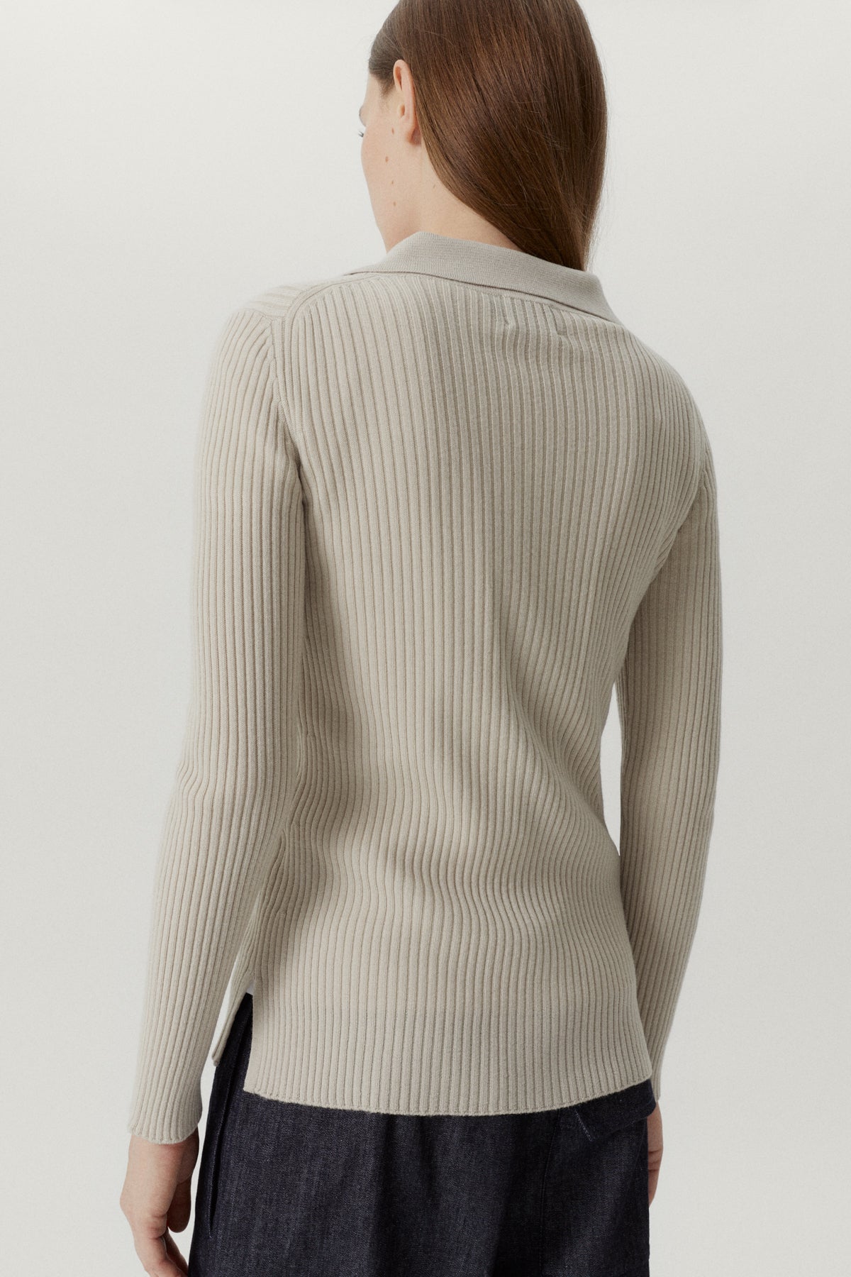 the merino wool ribbed shirt pearl