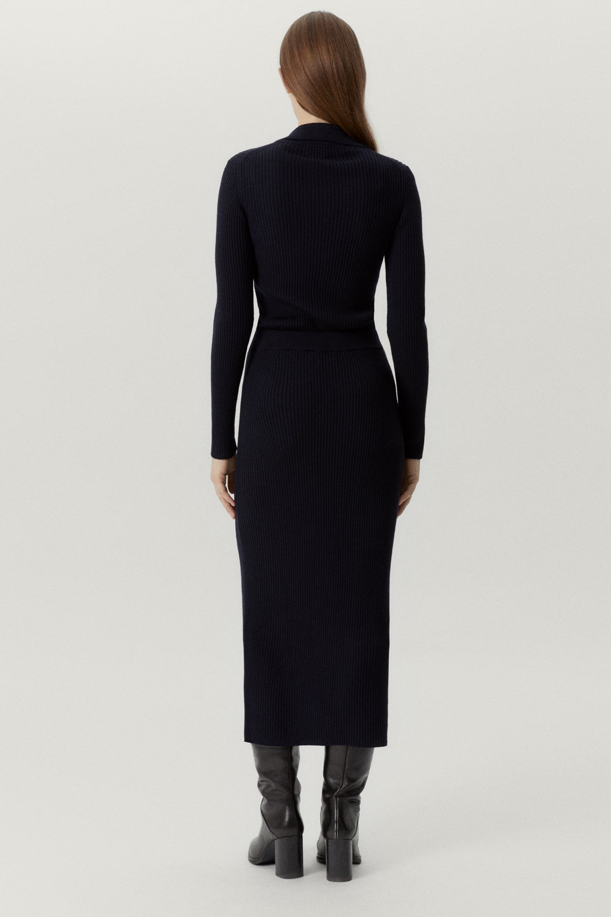 the merino wool ribbed skirt oxford blue