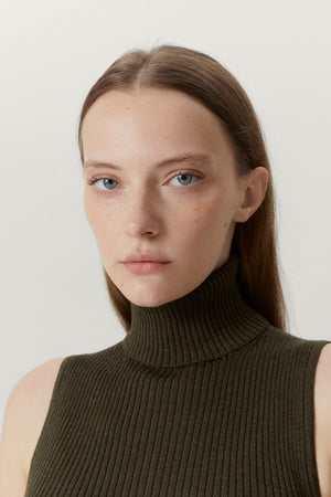 Military Green | The Merino Wool Roll-Neck Top
