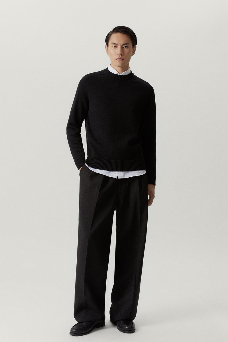 Black | The Merino Wool Saddle Shoulder Sweater