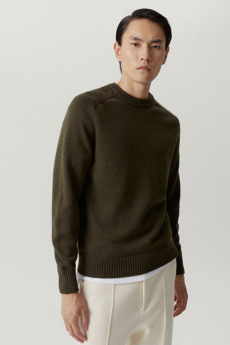 Military Green | The Merino Wool Saddle Shoulder Sweater