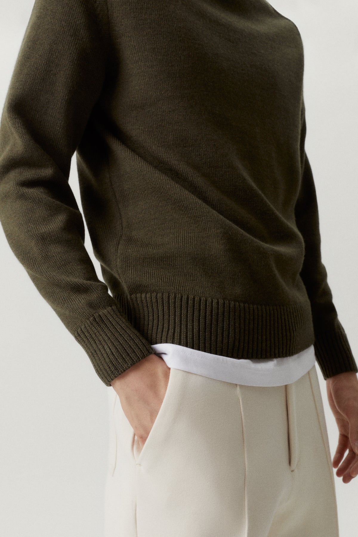 Military Green | The Merino Wool Saddle Shoulder Sweater