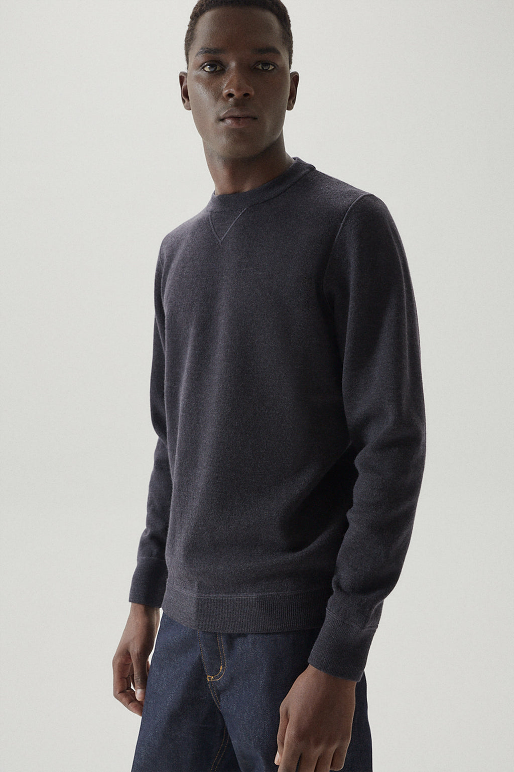 H953 maglia felpa lana uomo blu con cappuccio HS3381/U MADE IN ITALY