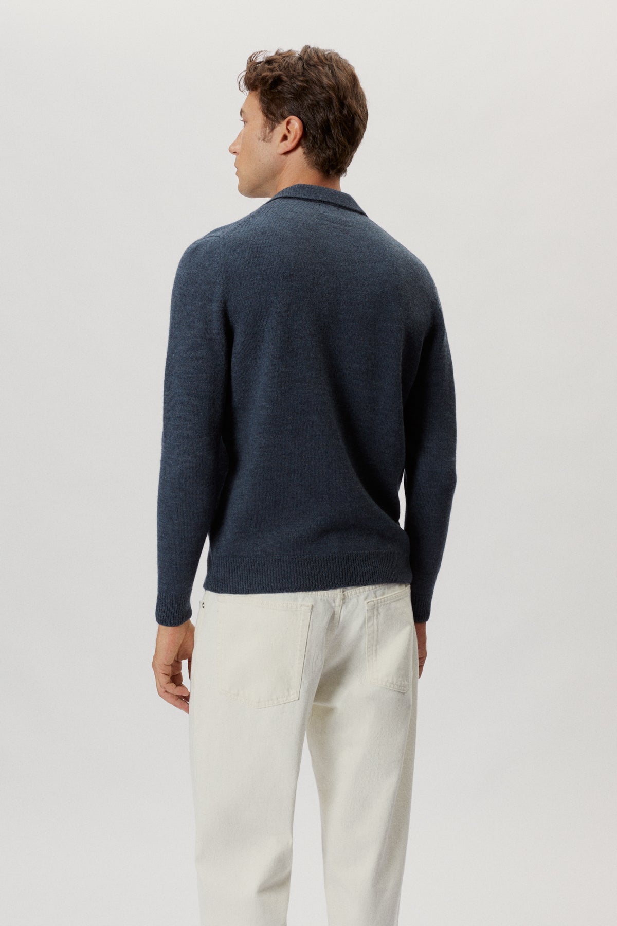 the natural dye long sleeve polo indigo blue