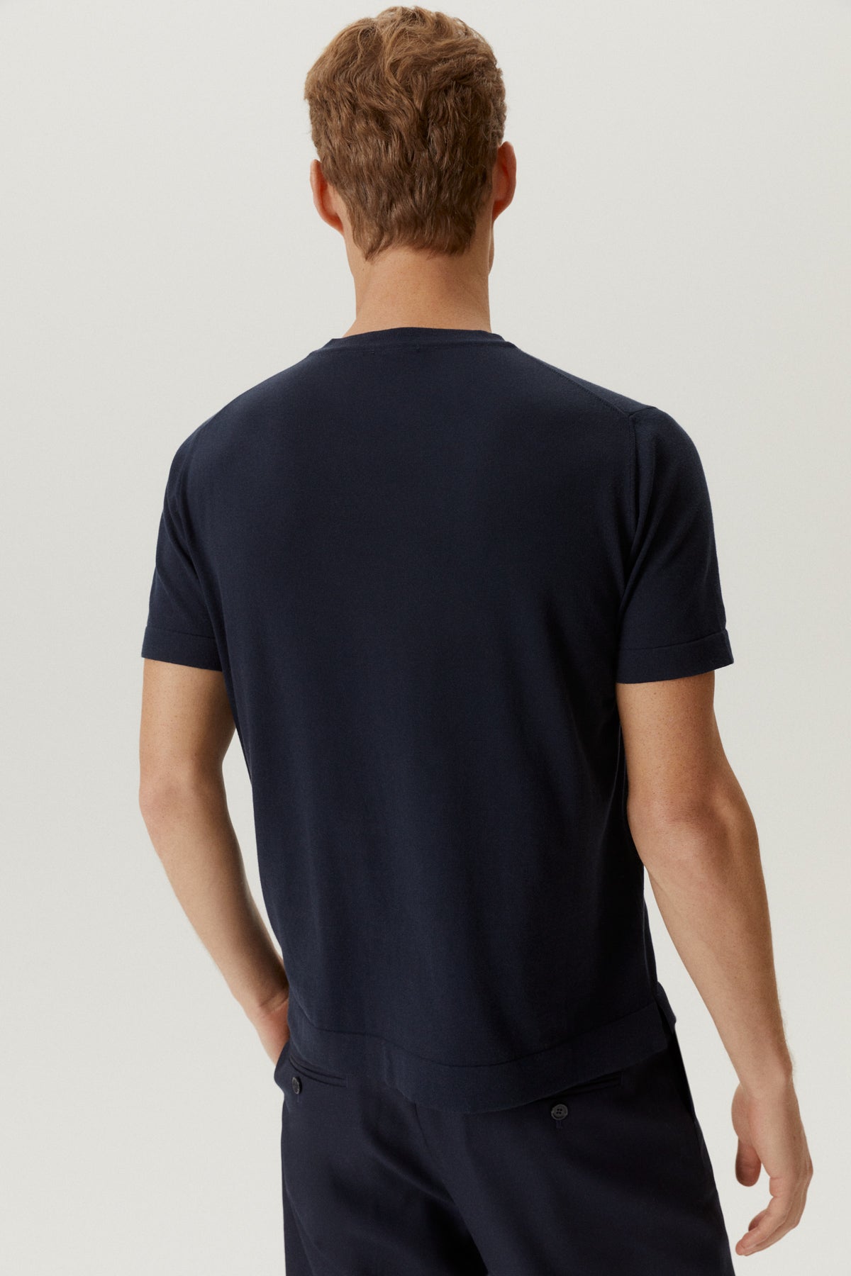 the organic cotton knit t shirt deep blue