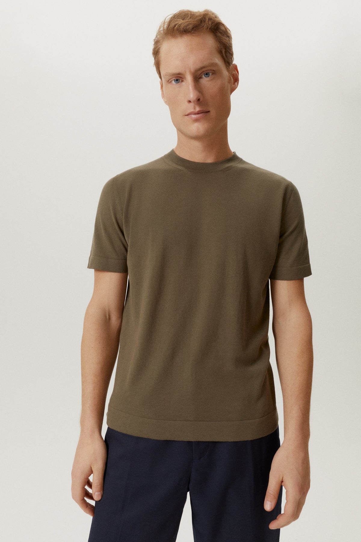 the organic cotton knit t shirt kaki green