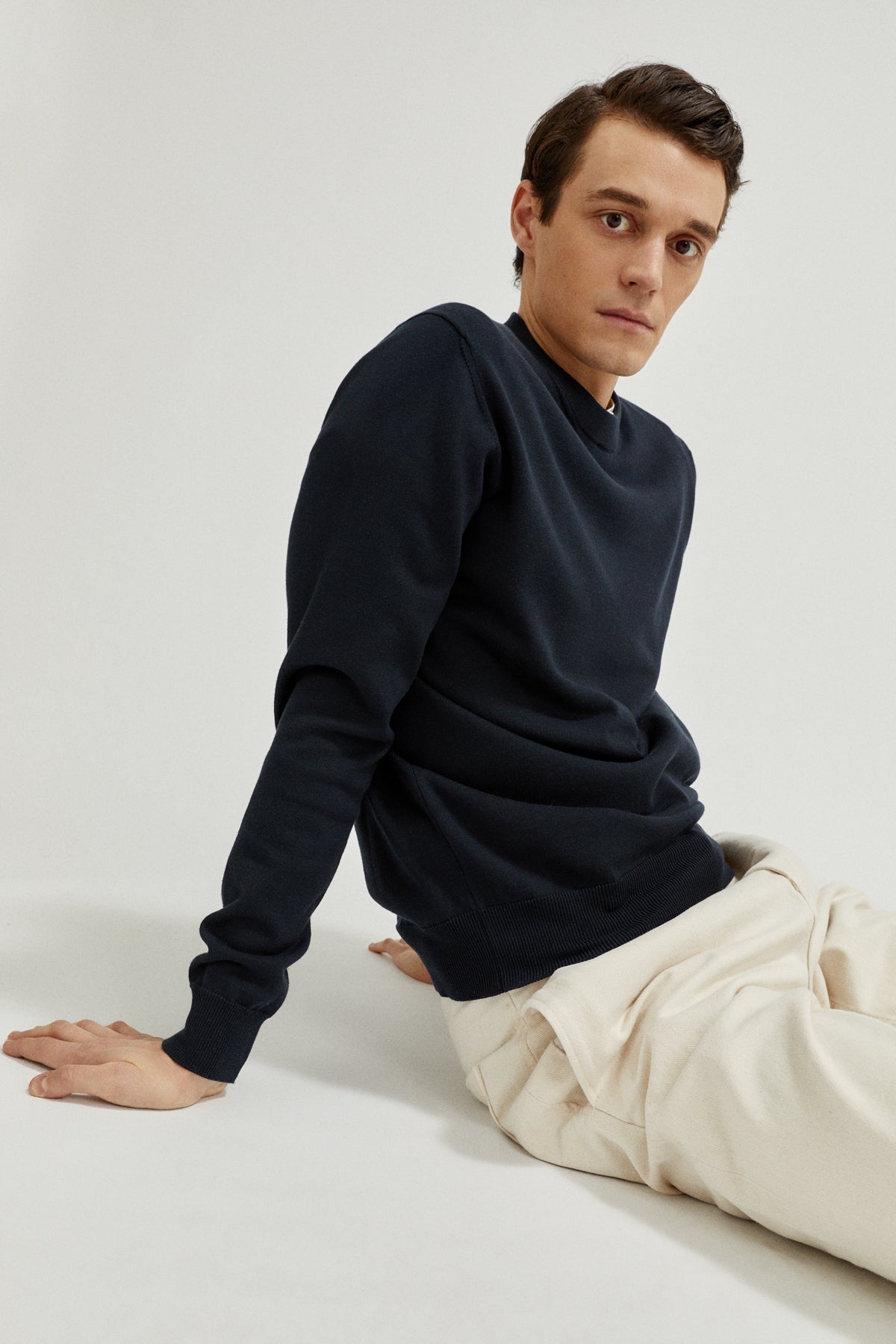 the organic cotton lightweight sweater blue navy