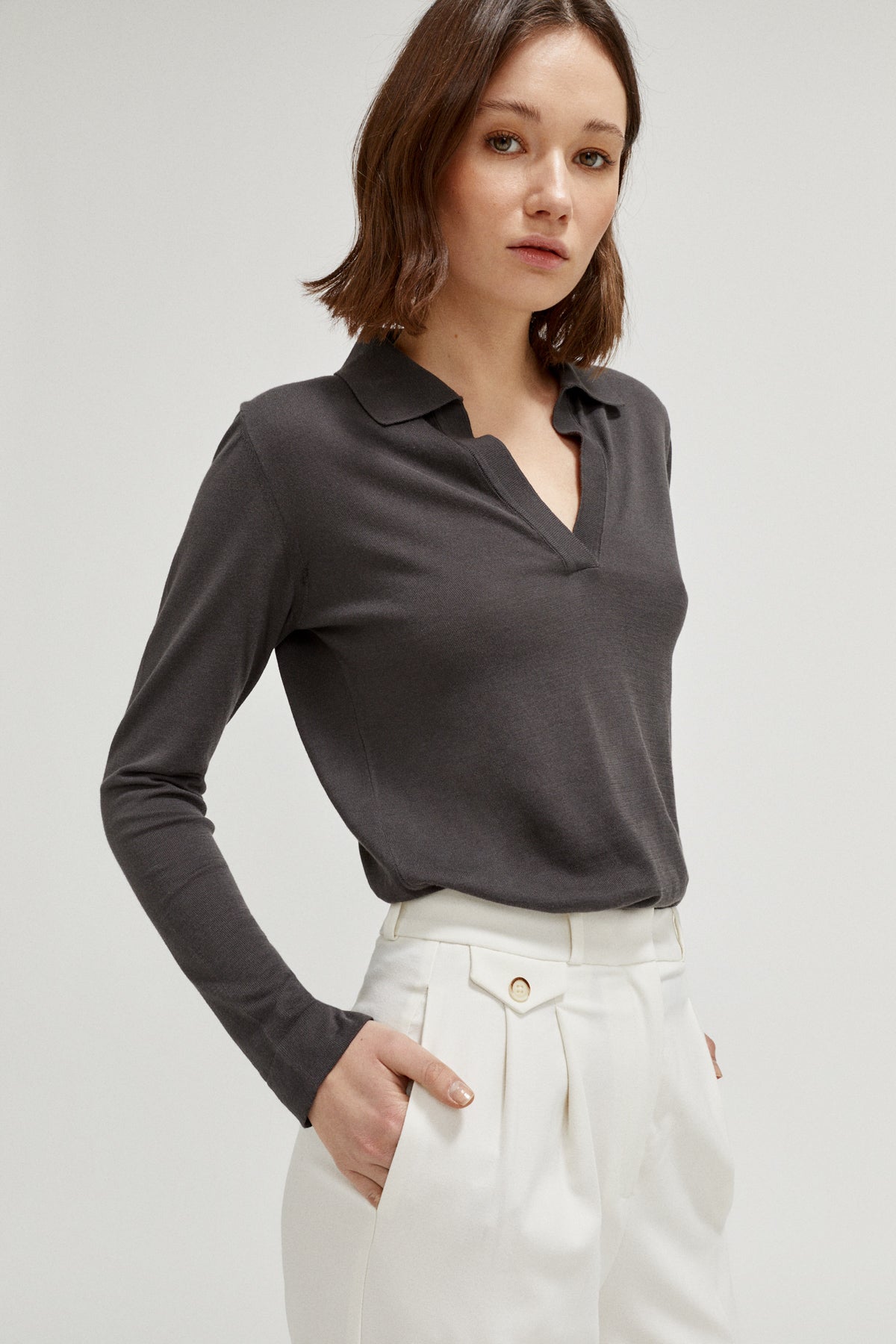 the organic cotton lightweight polo graphite