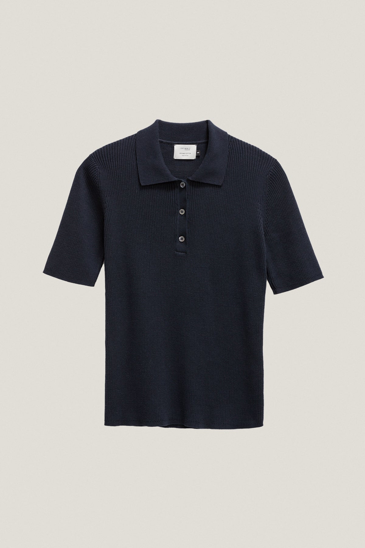 the organic cotton ribbed polo deep blue