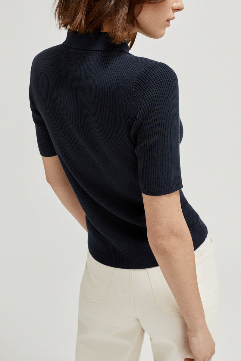 Deep Blue | The Organic Cotton Ribbed Polo – Imperfect Version