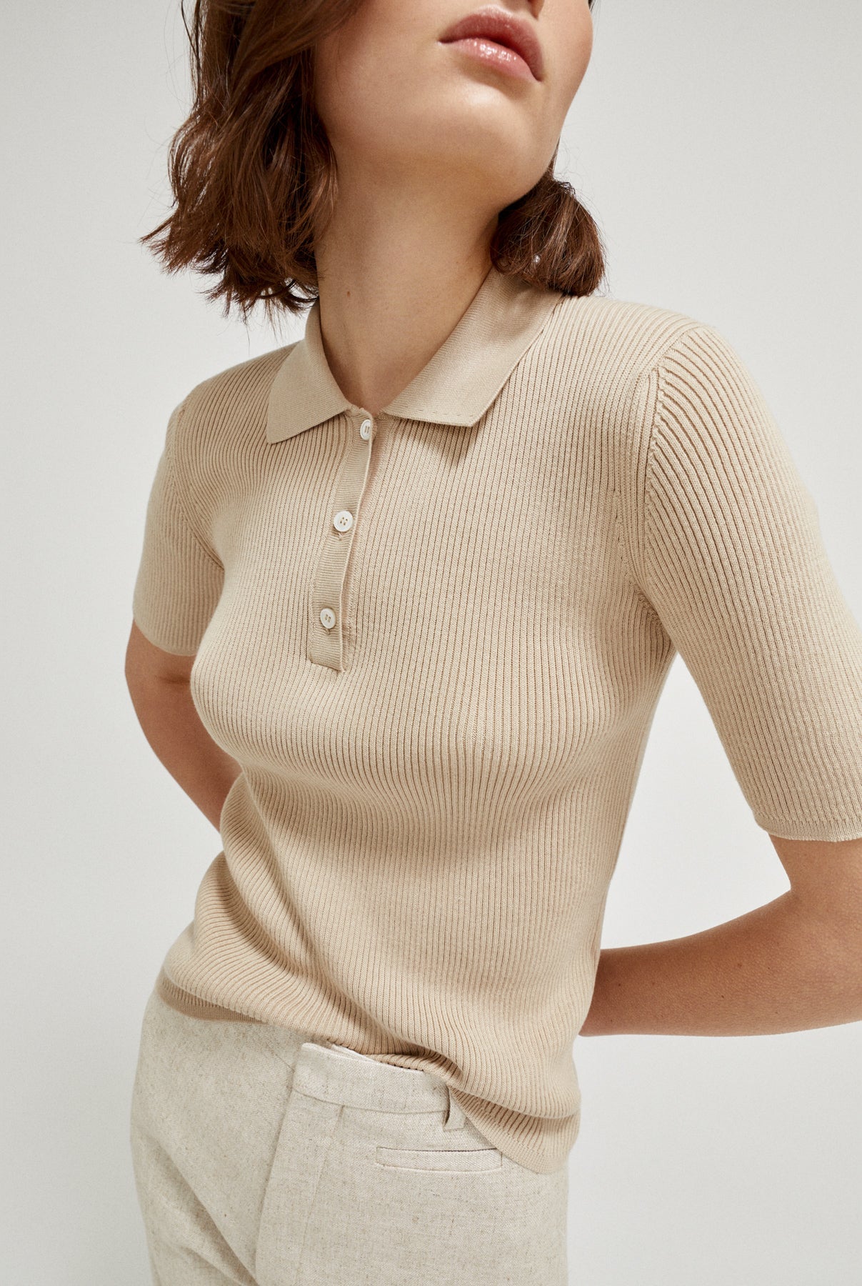 the organic cotton ribbed polo imperfect version 19 sand