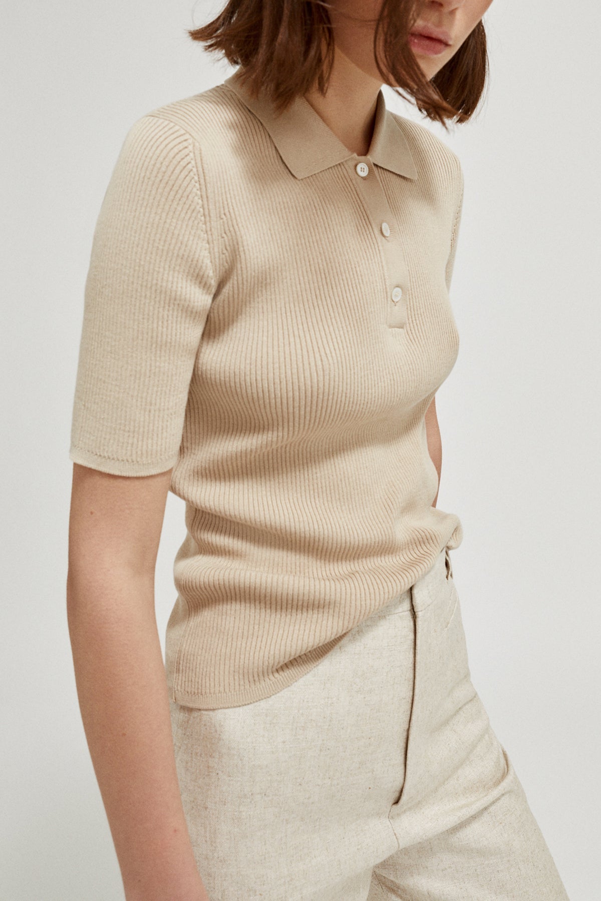 the organic cotton ribbed polo imperfect version 19 sand