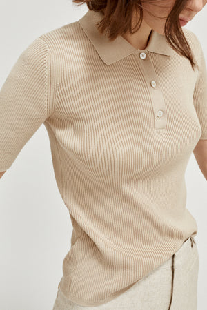 Sand | The Organic Cotton Ribbed Polo – Imperfect Version