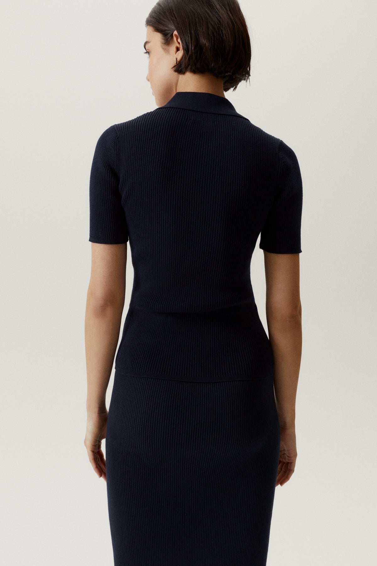 the organic cotton ribbed polo deep blue