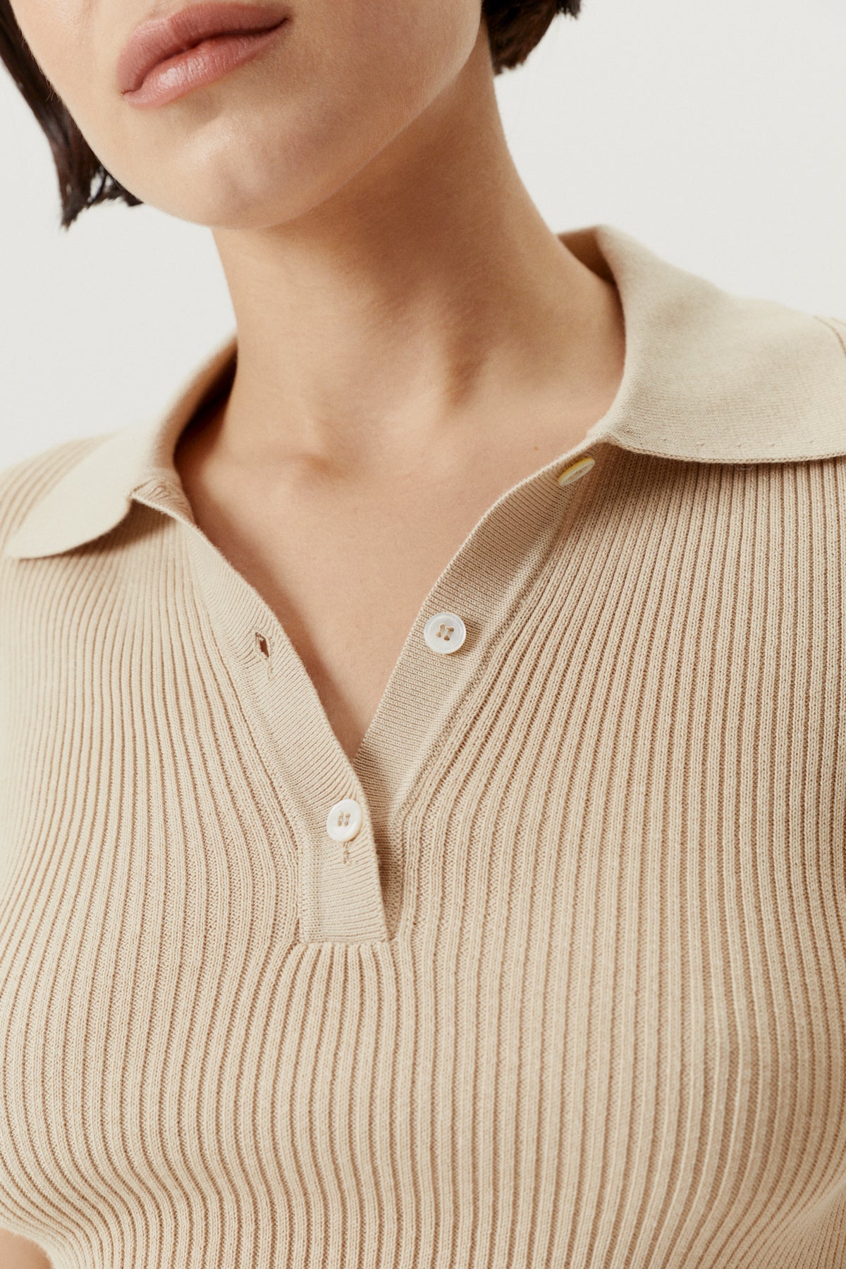 the organic cotton ribbed polo sand