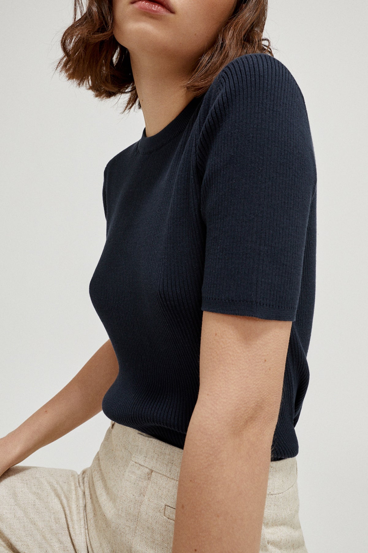 the organic cotton ribbed t shirt imperfect version 2deep blue