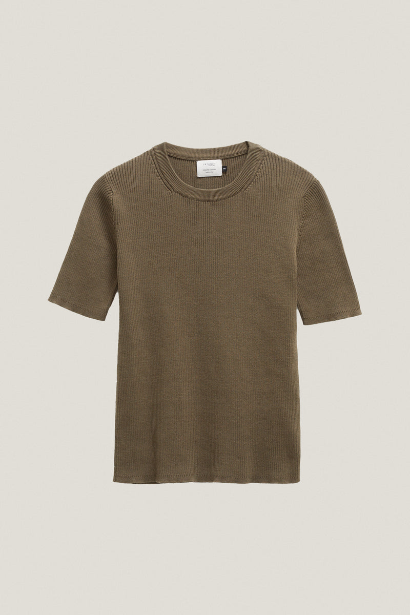 Kaki | The Organic Cotton Ribbed T-shirt – Imperfect Version