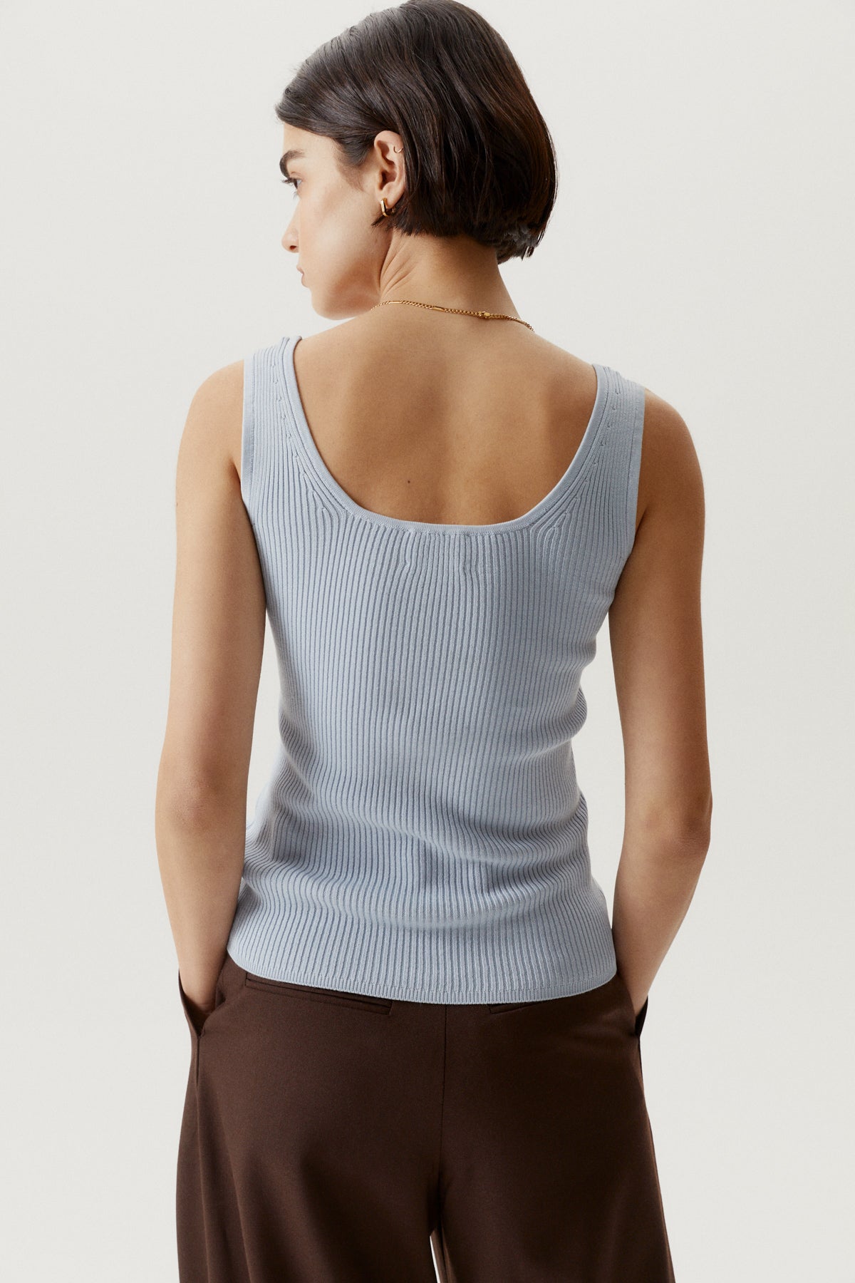 the organic cotton ribbed tank top baby blue