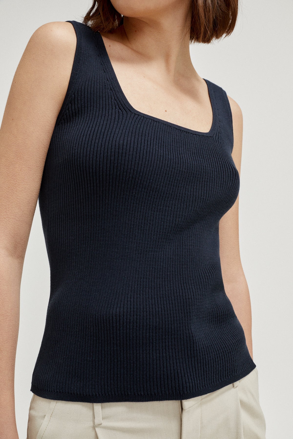 the organic cotton ribbed tank top imperfect version 22 blue navy