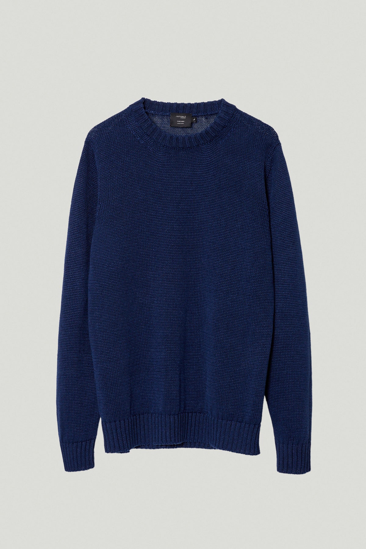 the pure linen crewneck sweater denim blue