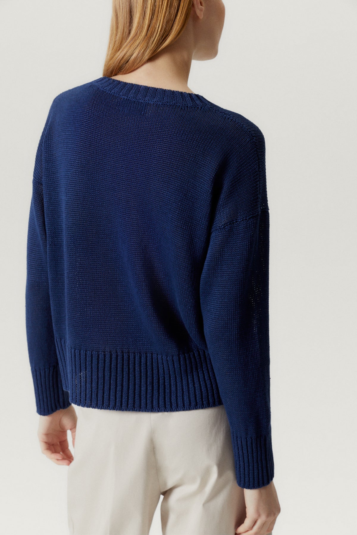 the pure linen oversize crewneck denim blue