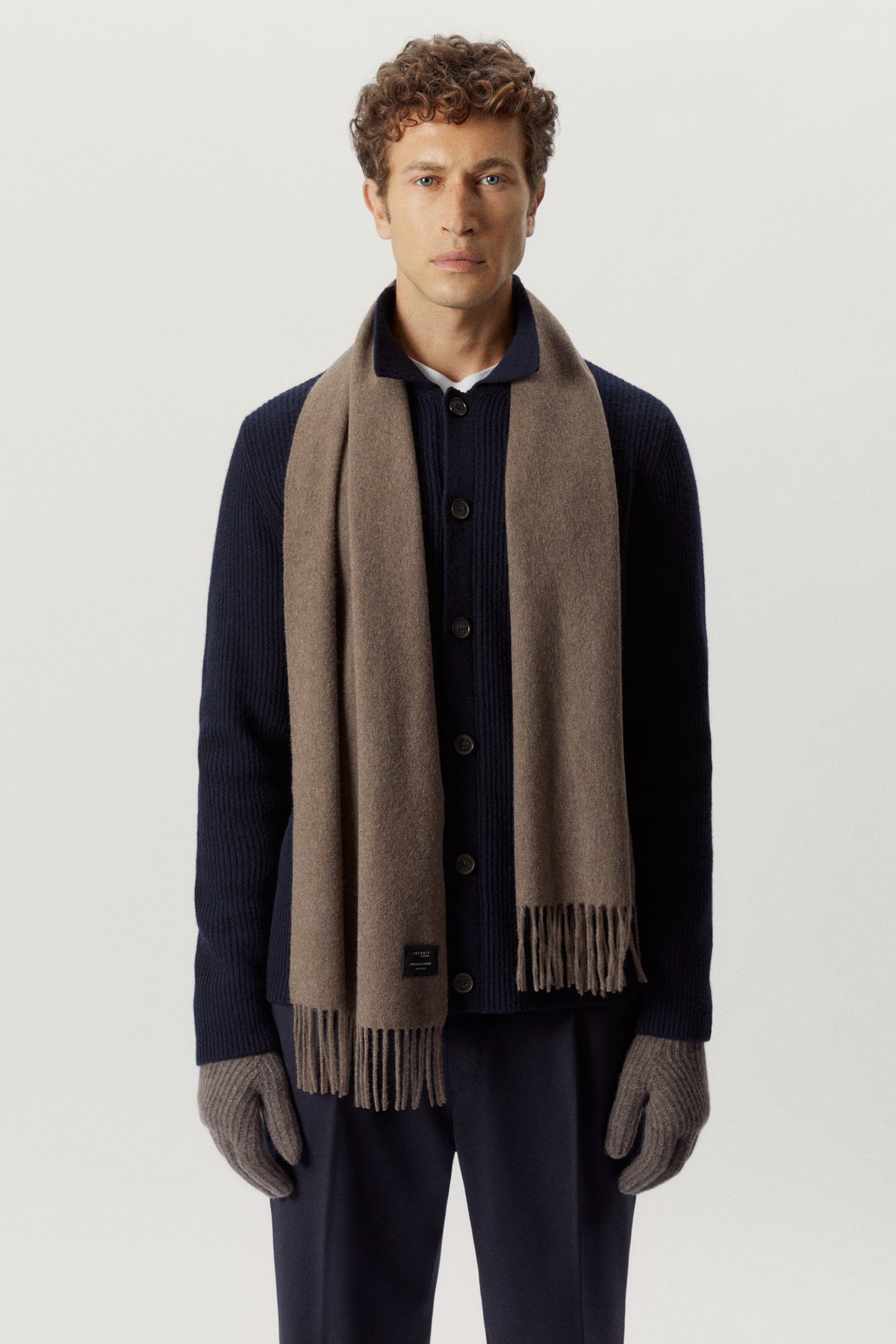 the regenerated cashmere scarf natural brown