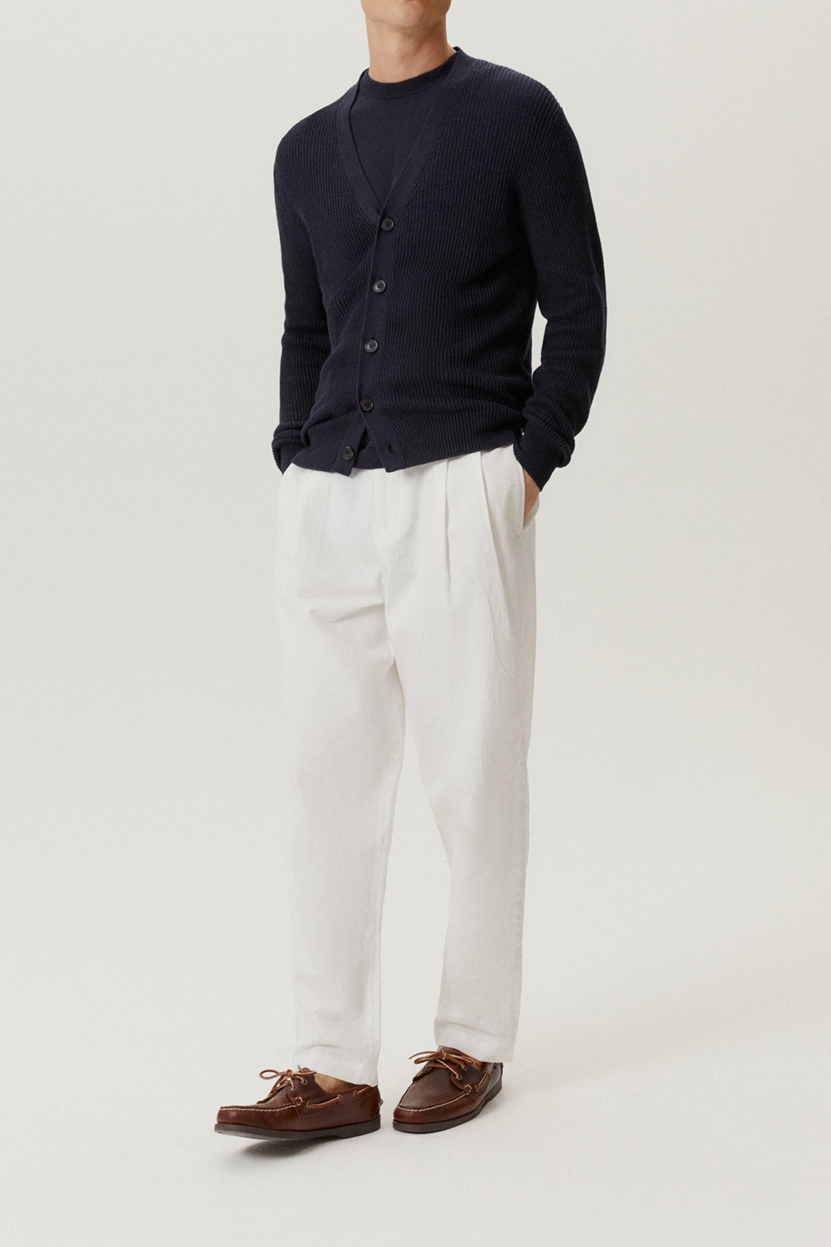 The Linen Cotton Ribbed Cardigan - Imperfect Version