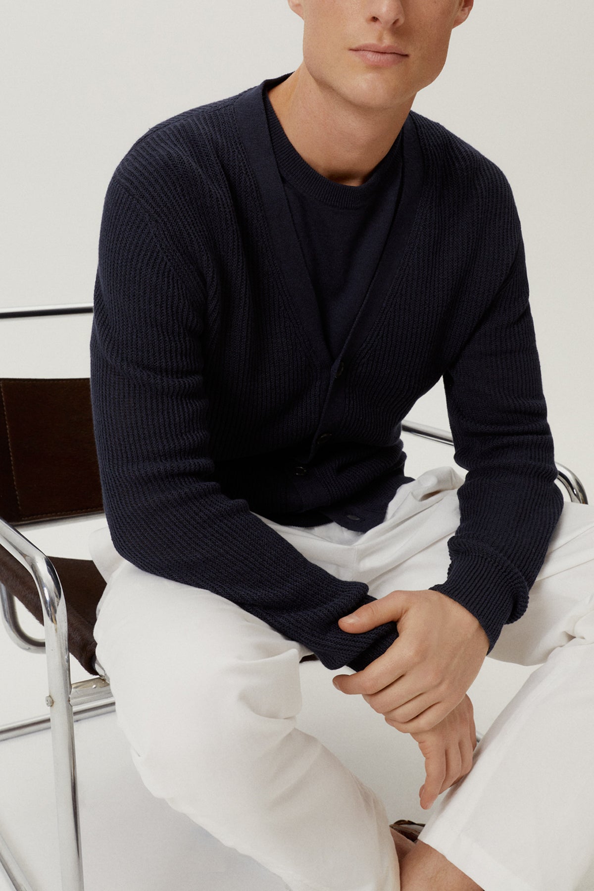 The Linen Cotton Ribbed Cardigan - Imperfect Version