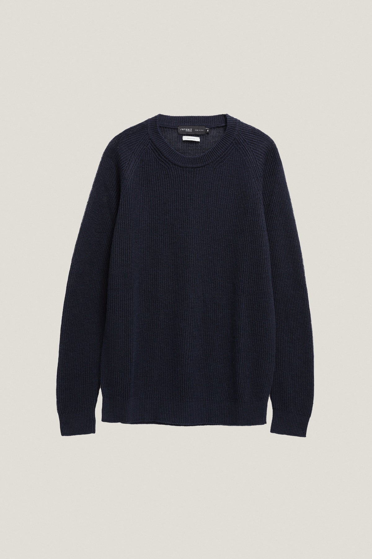 the linen cotton ribbed sweater blue navy