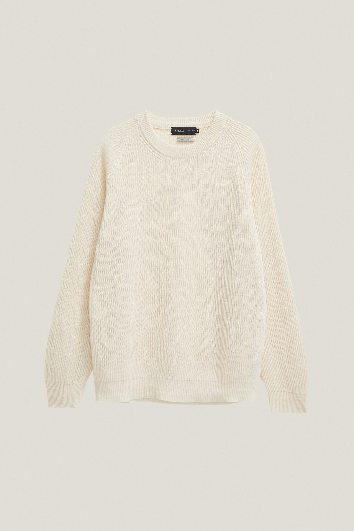 the linen cotton ribbed sweater milk white