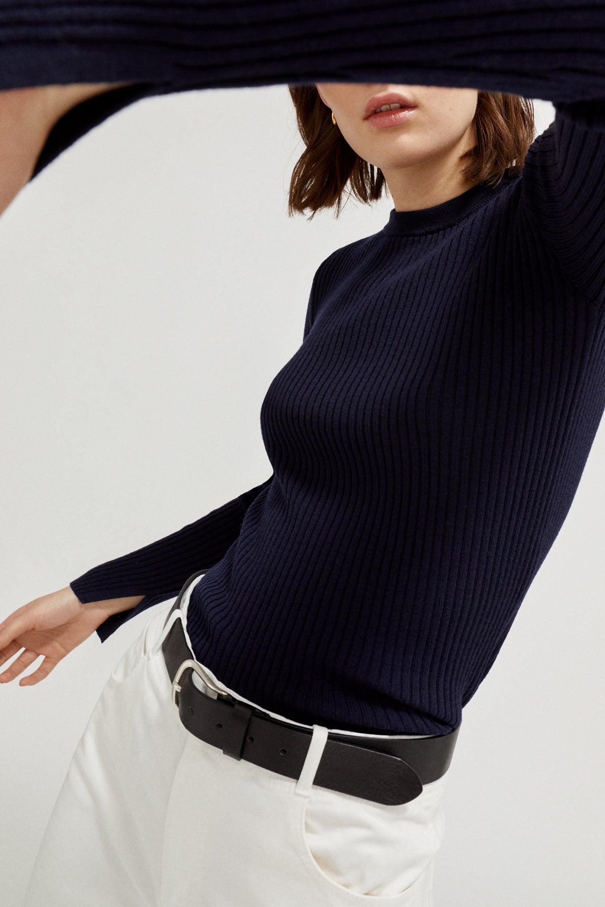 The Ribbed Round-Neck Sweater - Imperfect Version | Oxford Blue