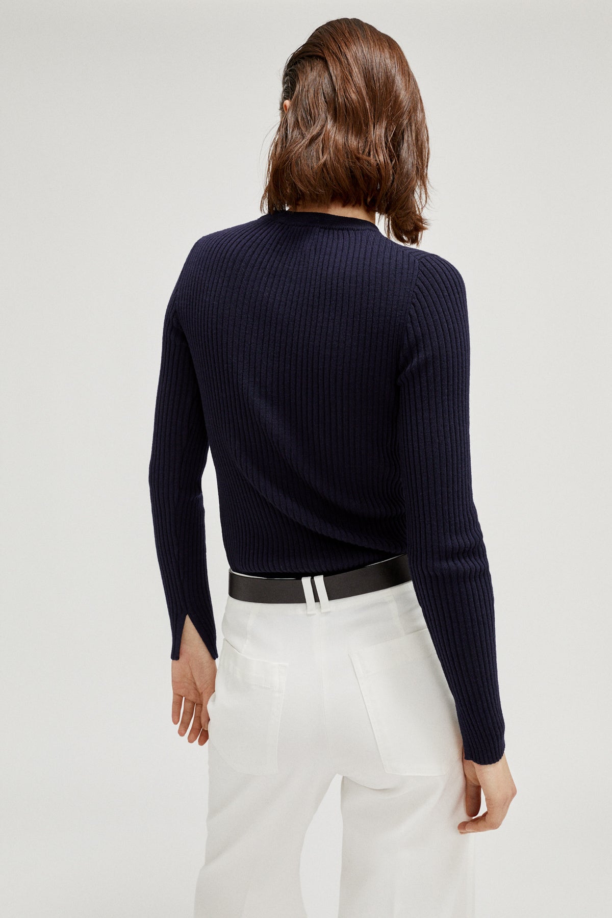 The Ribbed Round-Neck Sweater - Imperfect Version | Oxford Blue