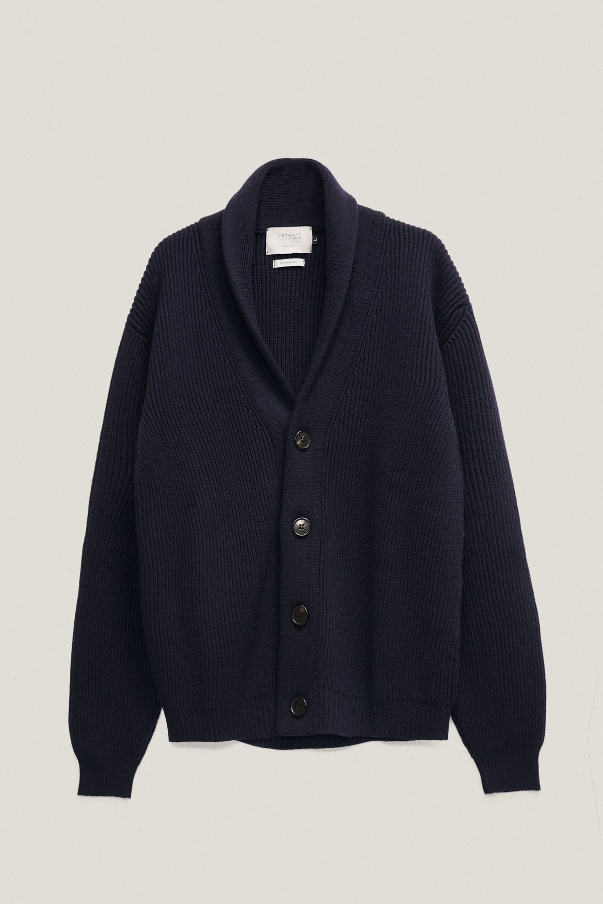 the merino wool shawl cardigan oxford blue