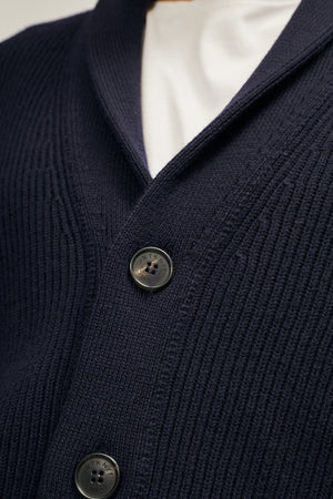 Blue Navy | The Merino Wool Shawl Cardigan – Imperfect Version