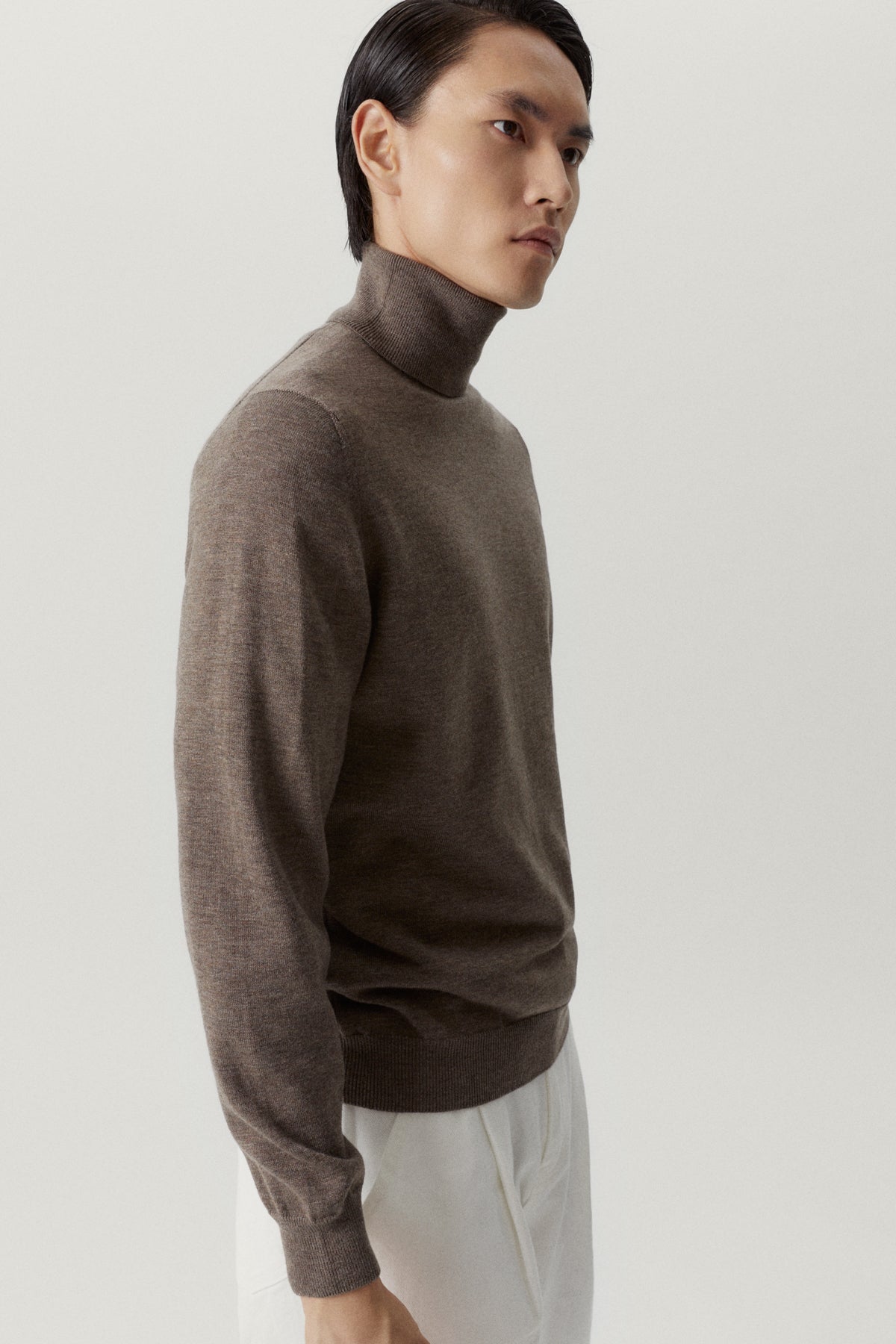 Brown Melange | The Ultrasoft Roll-neck Sweater
