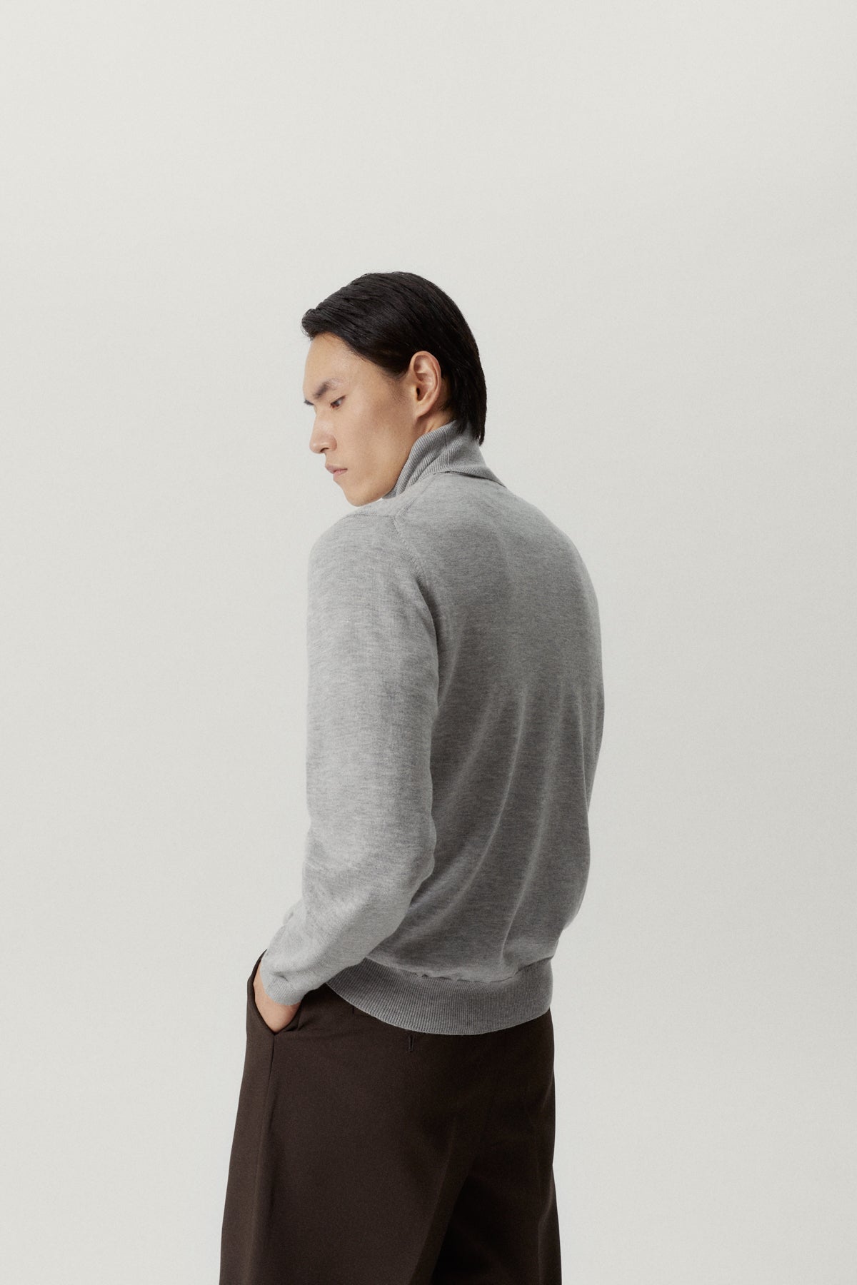 the ultrasoft roll neck sweater grey melange