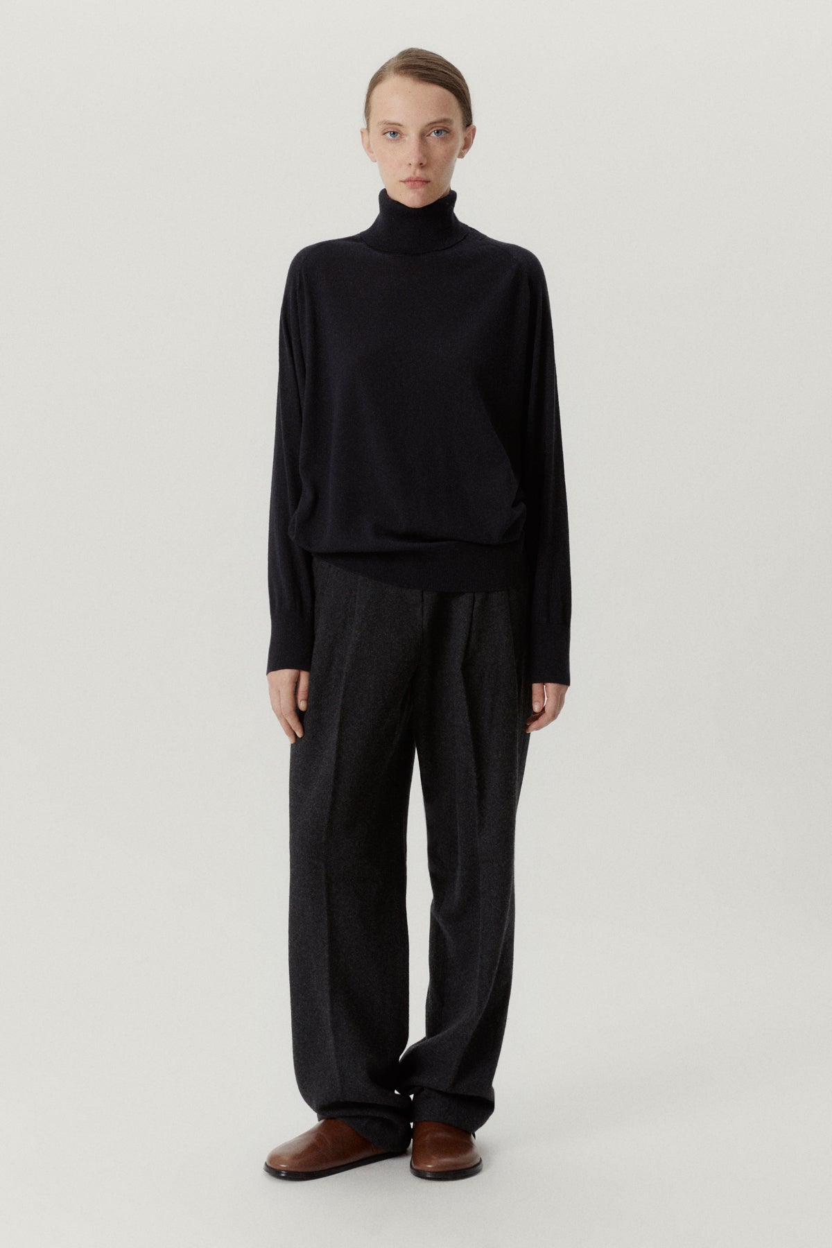 the ultrasoft wool relaxed roll neck midnight blue