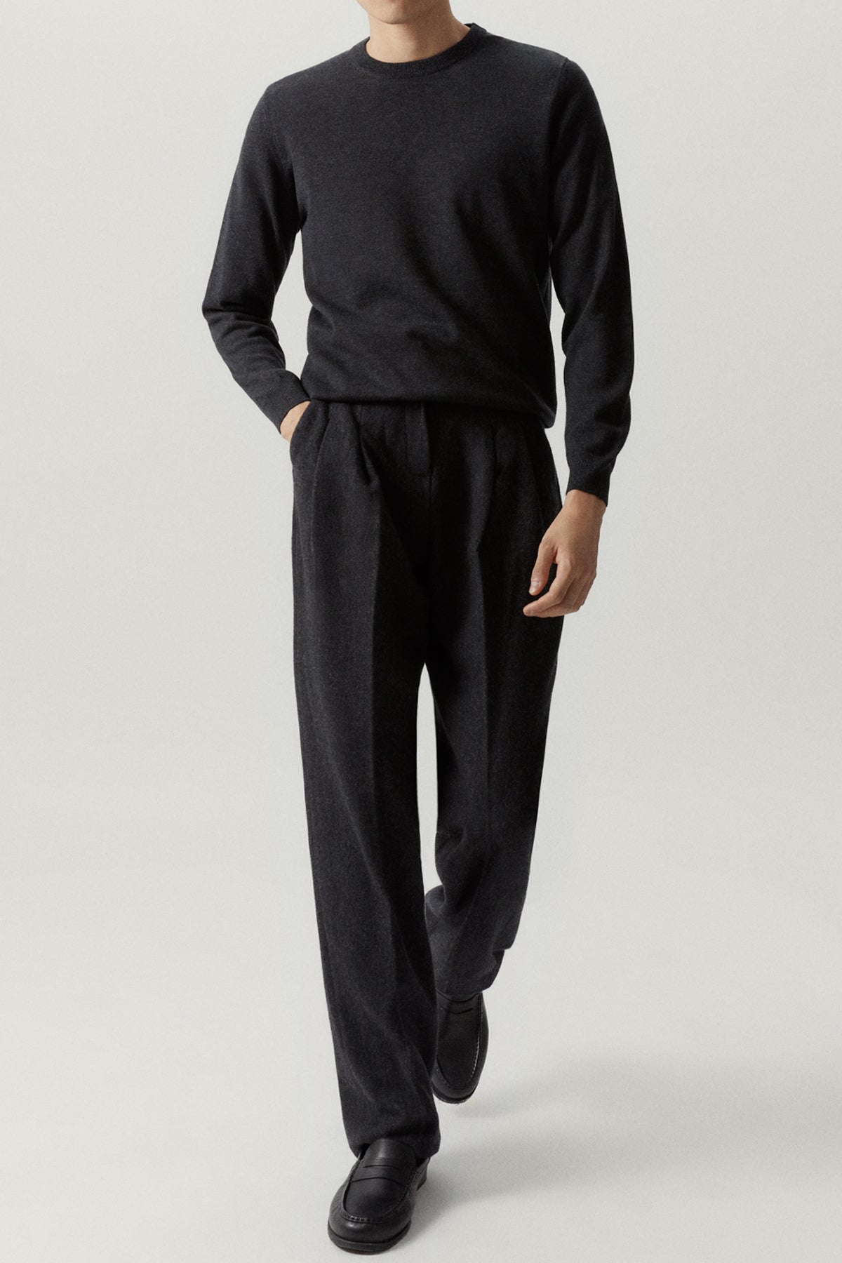 the ultrasoft round neck sweater anthracite melange