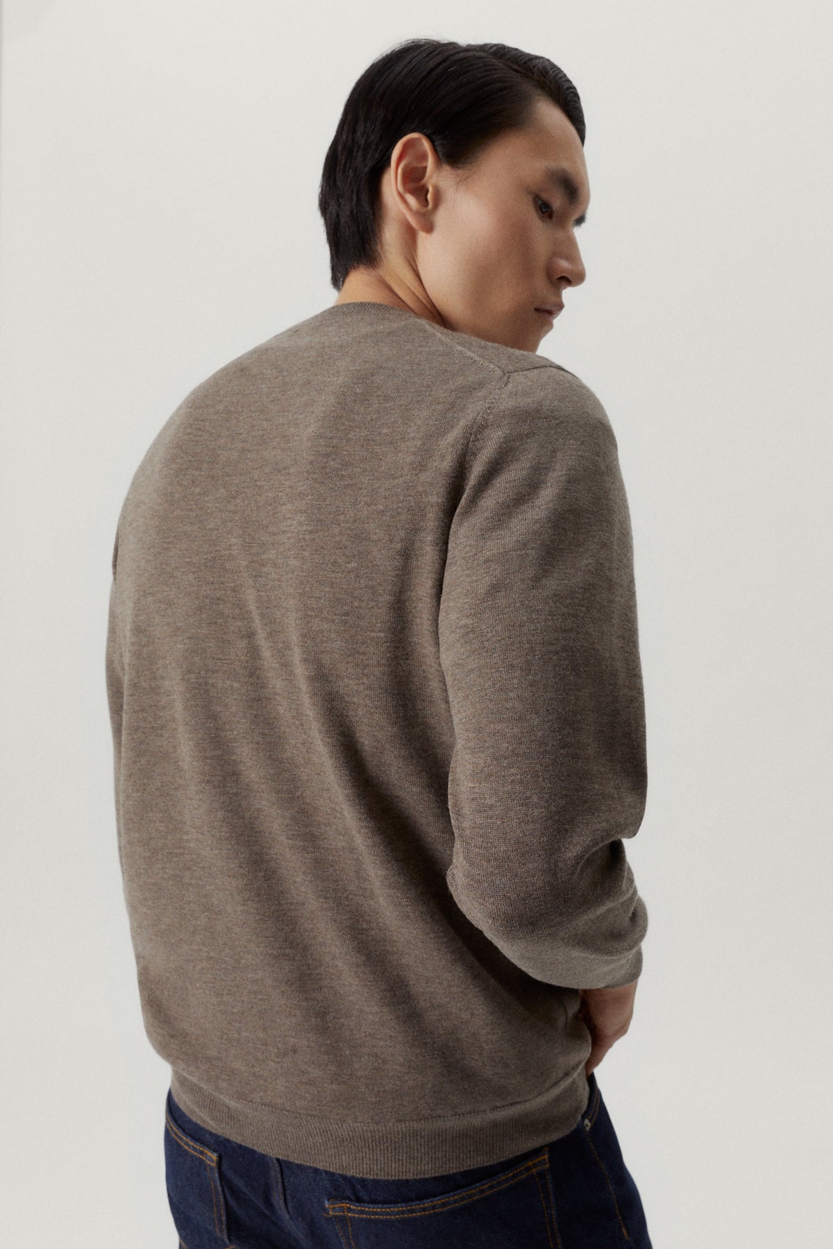 the ultrasoft round neck sweater brown melange