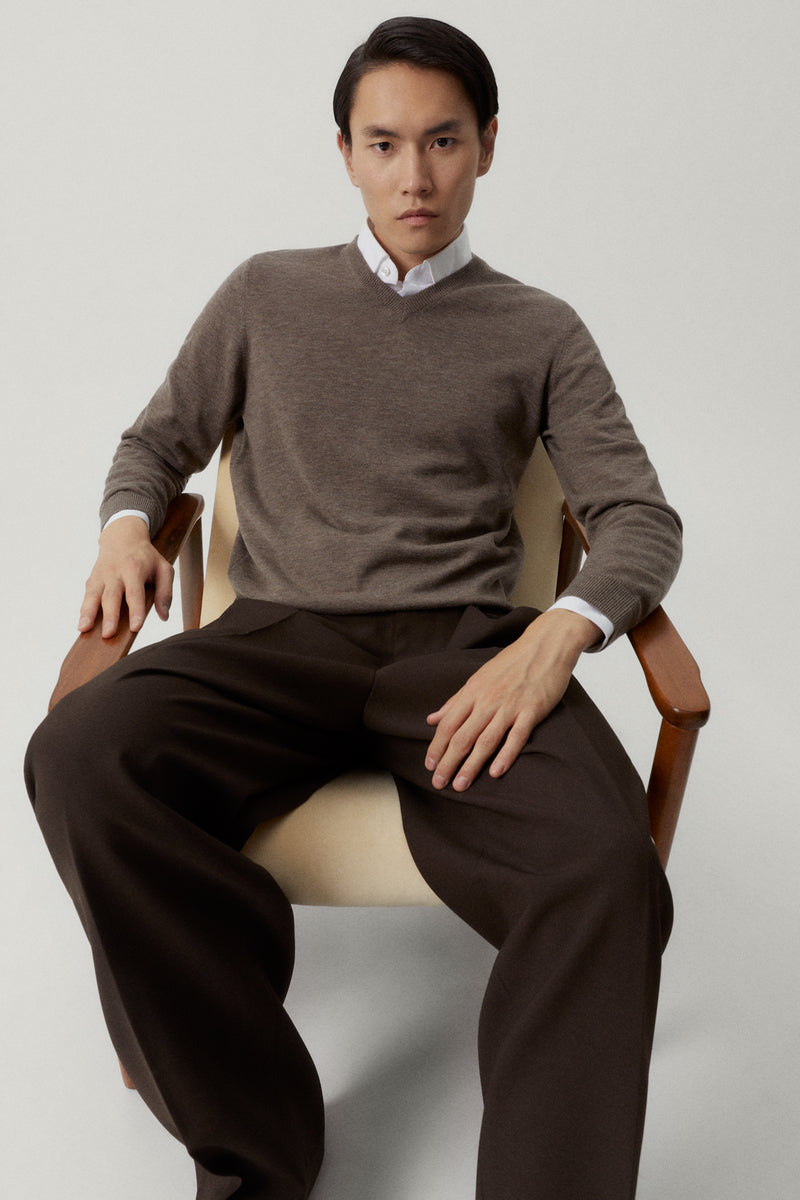 Brown Melange | The Ultrasoft V-Neck Sweater