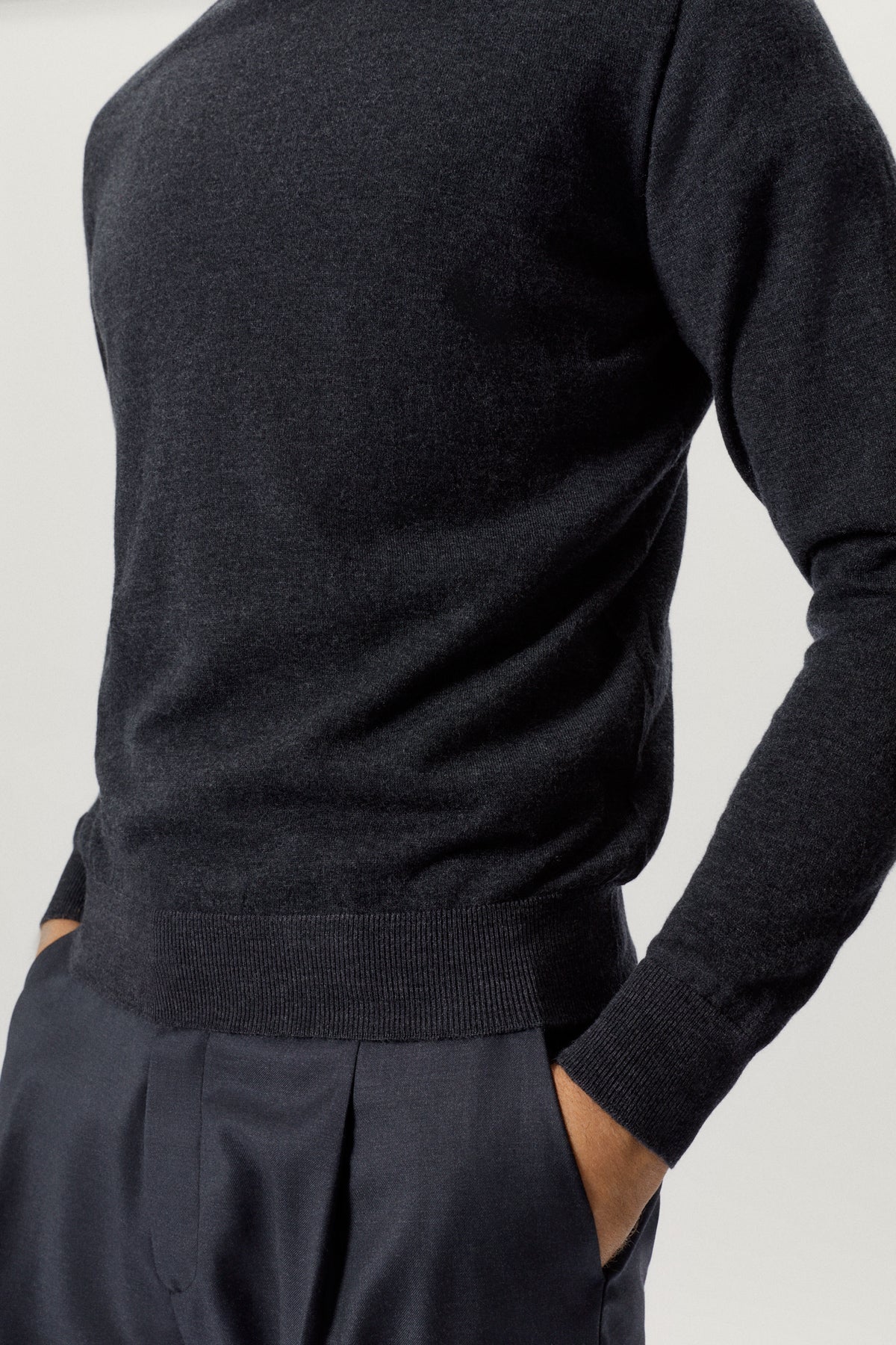 the ultrasoft wool mock neck anthracite melange