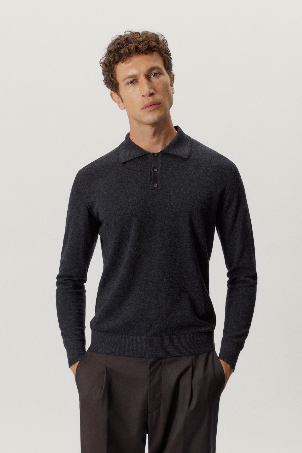 the ultrasoft wool polo anthracite melange