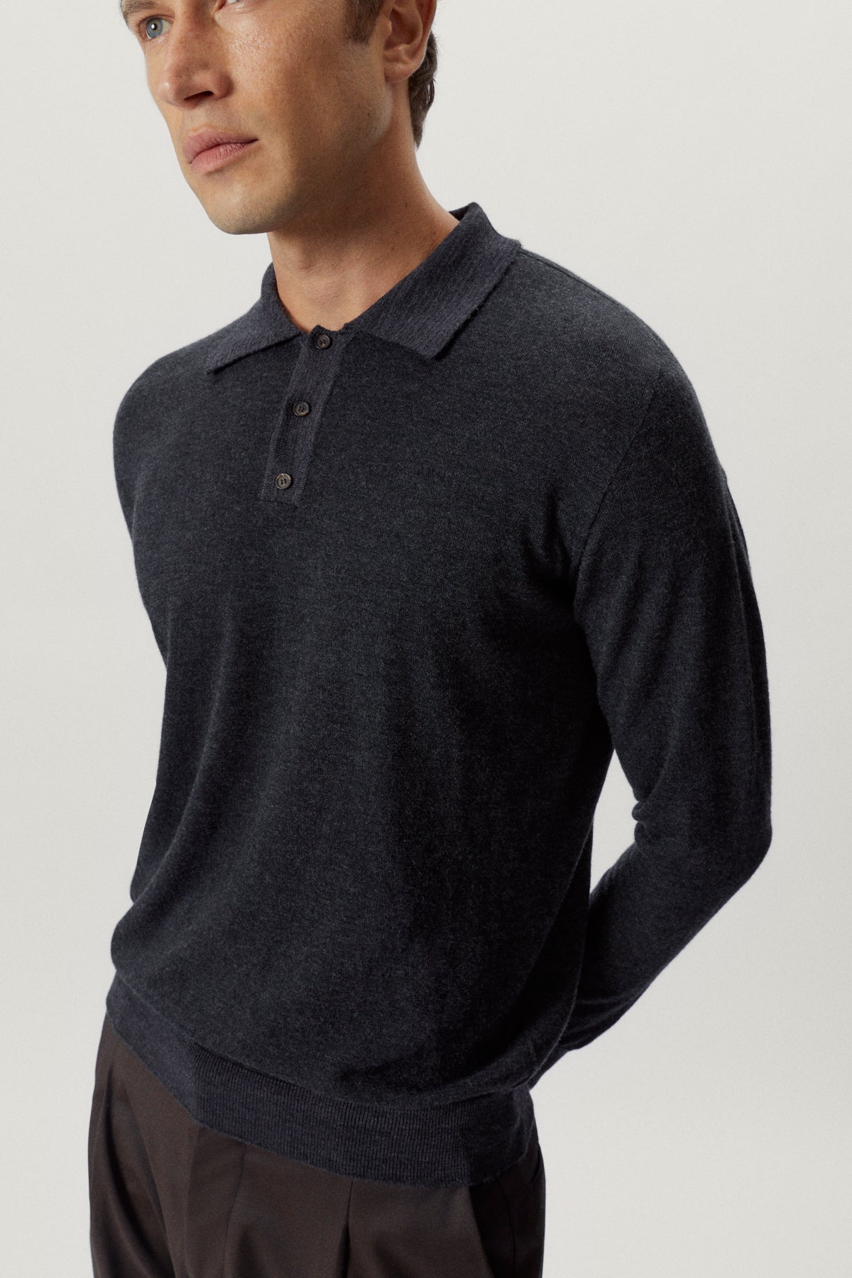 the ultrasoft wool polo anthracite melange