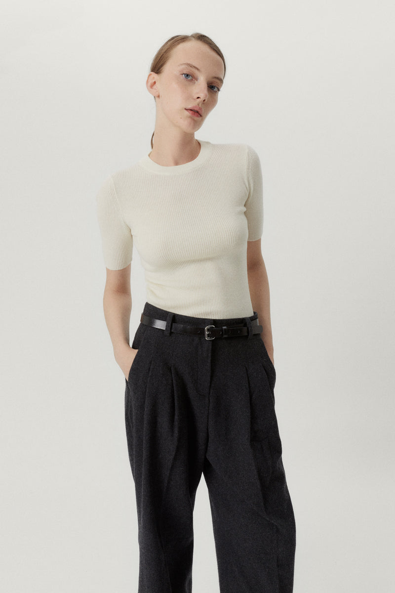 Natural White | The Ultrasoft Wool Ribbed T-Shirt
