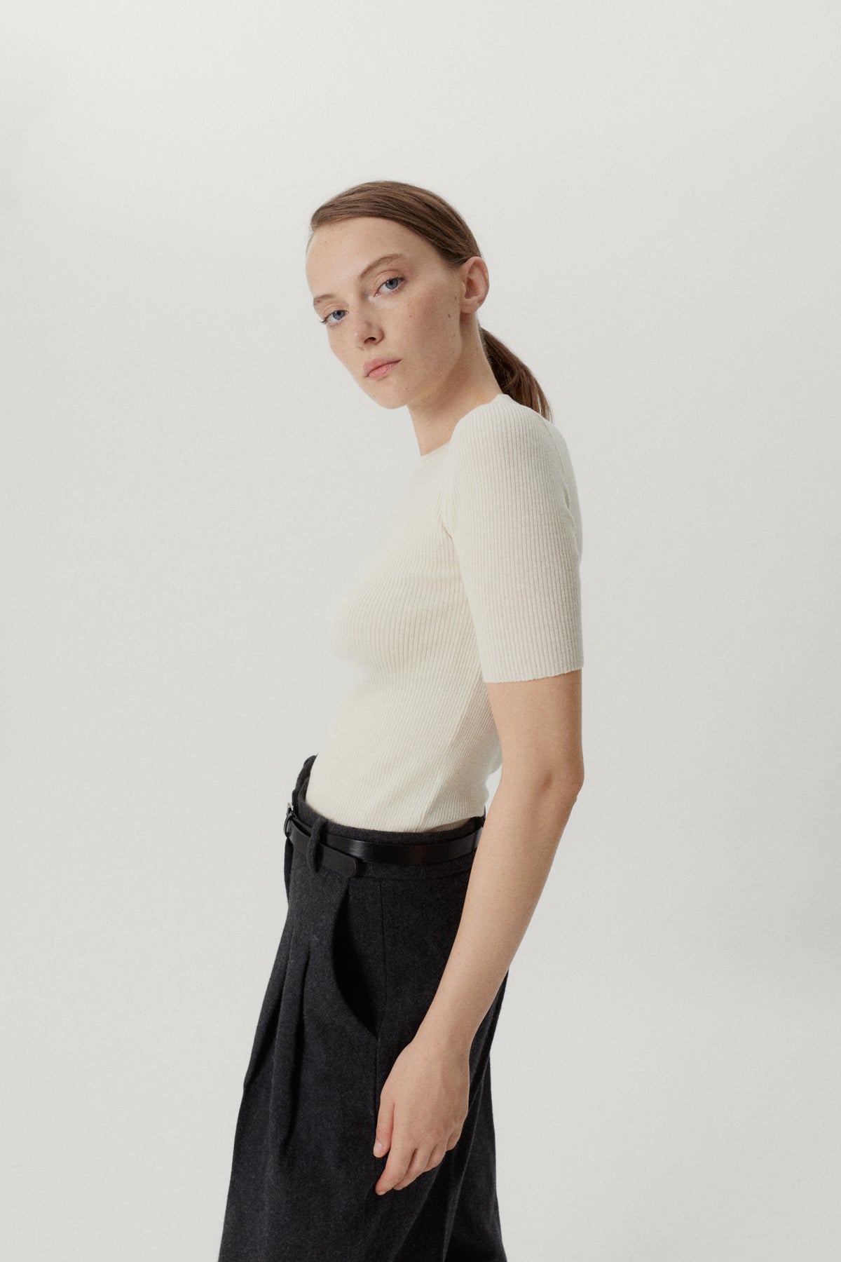 Natural White | The Ultrasoft Wool Ribbed T-Shirt
