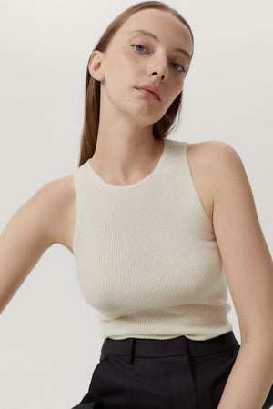 Natural White | The Ultrasoft Wool Ribbed tank top