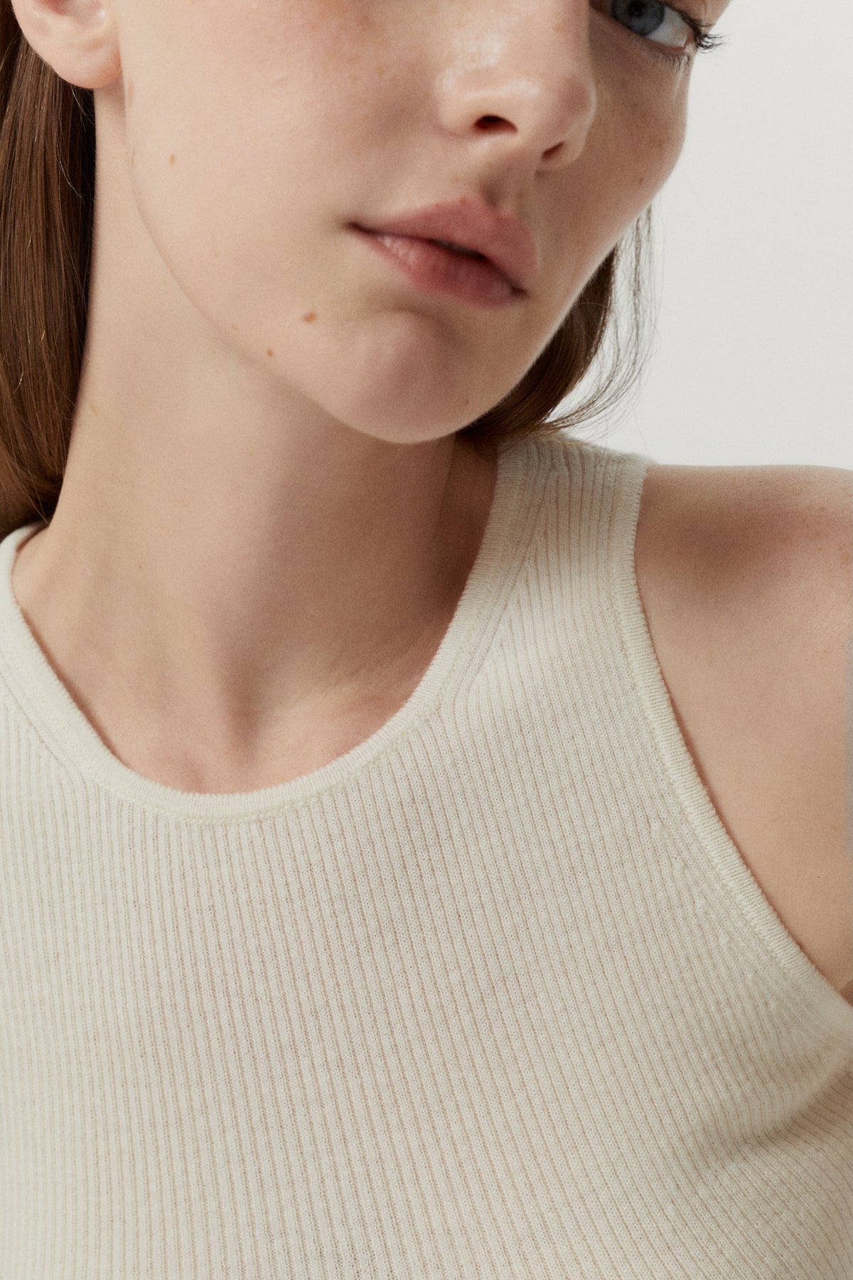 the ultrasoft wool ribbed tank top natural white