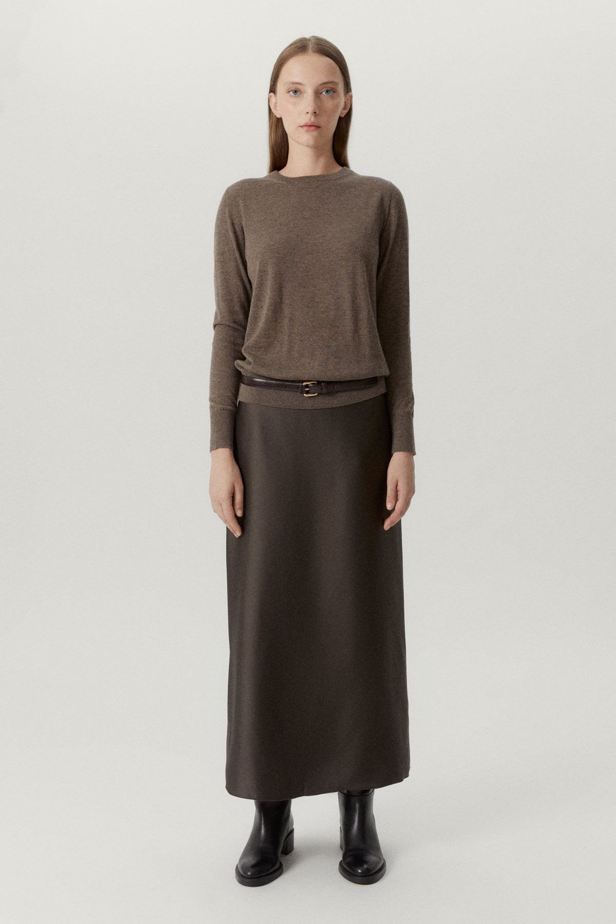 the ultrasoft wool round neck 2 brown melange